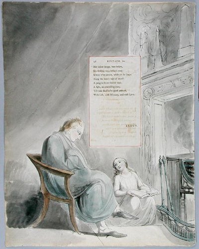 Epitaph auf Mrs. Clarke, Design 104 aus Die Gedichte von Thomas Gray, 1797-98 von William Blake